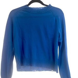 27 miles malibu crew neck cashmere blue semi crop sweater